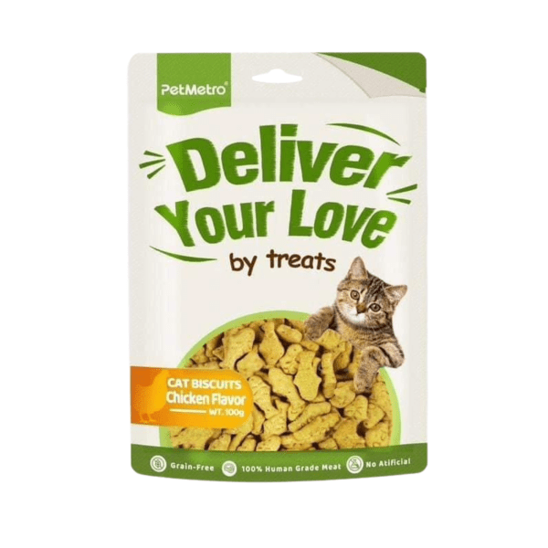Pet Metro Dry Cat Treats Biscuits Chicken Flavor 100gm