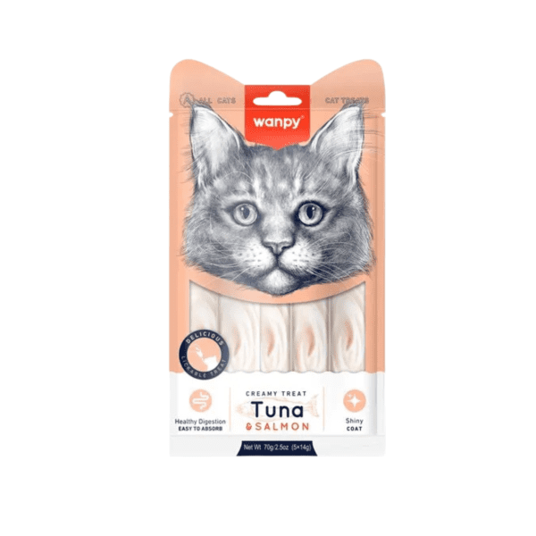 Wanpy Licable Creamy Treats Tuna and Salmon for Cat 5*14gm