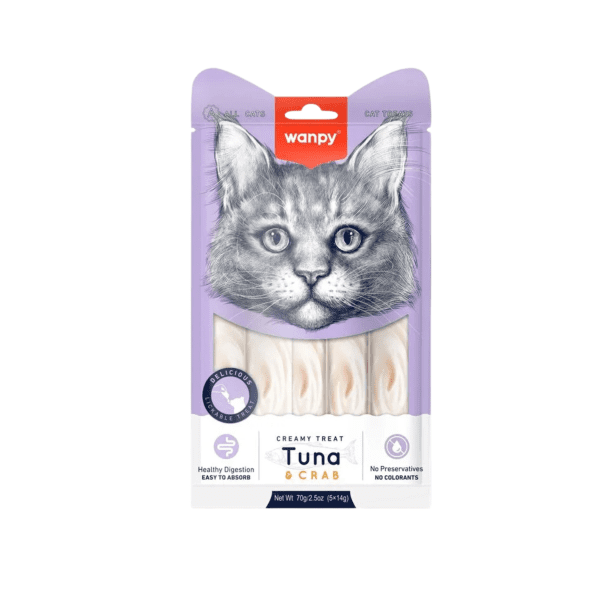 Wanpy Creamy Cat Treat Tuna & Crab 70gm (5×14gm)