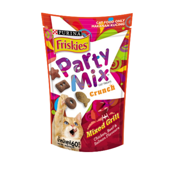Purina Friskies Cat Treat Party Mix Grill Crunch 60gm