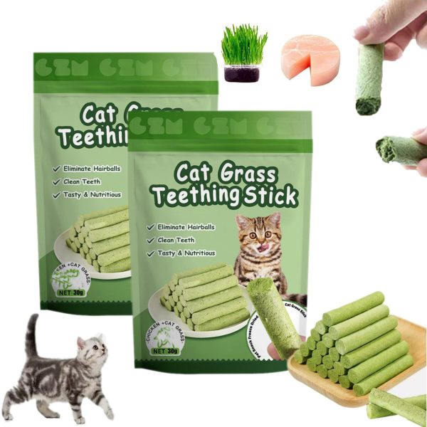 Grass Teething Stick – Pet Snack for Hairball Control & Teeth Cleaning (30g, 6 pcs)