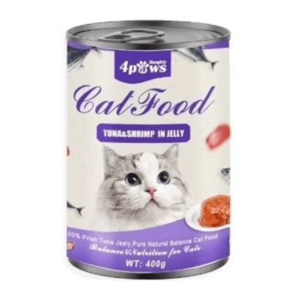 Naughty 4paws Cat Can Food Tuna & Shrimp 375g - Petco BD
