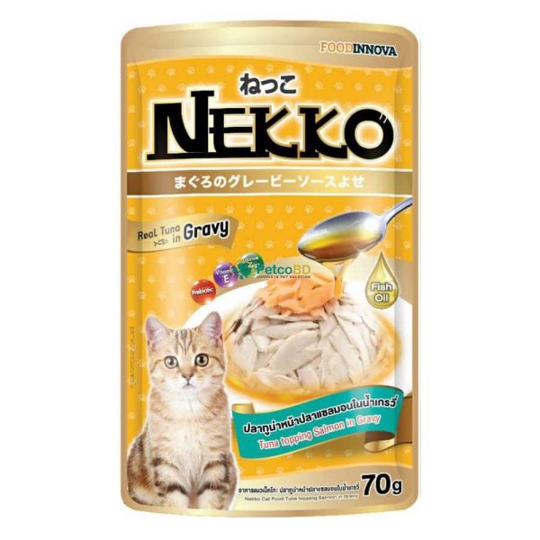 Nekko Pouch Tuna Topping Salmon In Gravy 70g - Petco BD