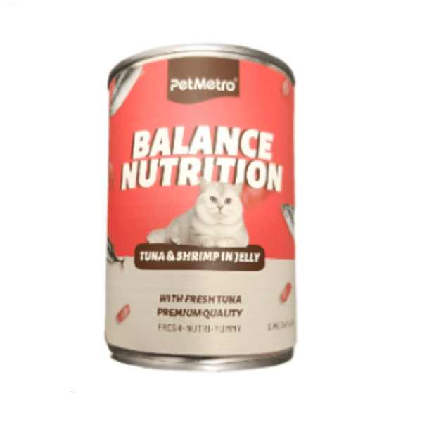 Petmetro Cat Can Food Balance Nutrition Tuna & Shrimp In Jelly 430g - Petco BD